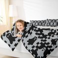 thumbnail image 3 of Manfei Checkerboard Spooky Ghost Full Size Bedding Sets 7 Pieces, Happy Halloween Full Size Bed in a Bag, Black Gray,Grey Reversible, 3 of 7
