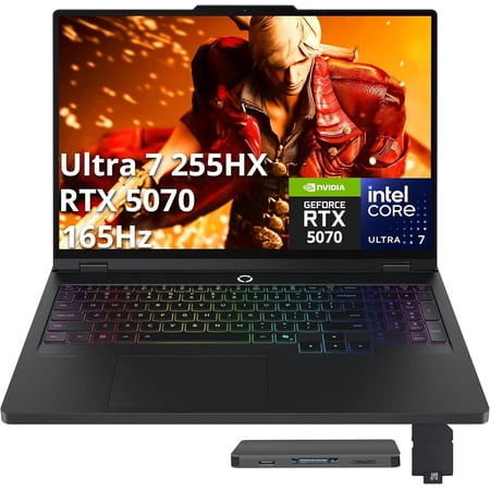 Lenovo Legion Pro 5i 16" WQXGA 165Hz Gaming Laptop, Intel 20-core Ultra 7 255HX (Beats Intel i9-14900HX), GeForce RTX 5070, 64GB DDR5, 2TB SSD, Backlit, Win 11 Pro, Black, 1TB Docking Station
