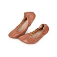 thumbnail image 3 of Gustave Women's Ballet Flats Shoes PU Leather Foldable Round Toe Slip On Flats Soft Comfortable Portable Travel Casual Dress Shoes, Brown, Size 6, 3 of 8