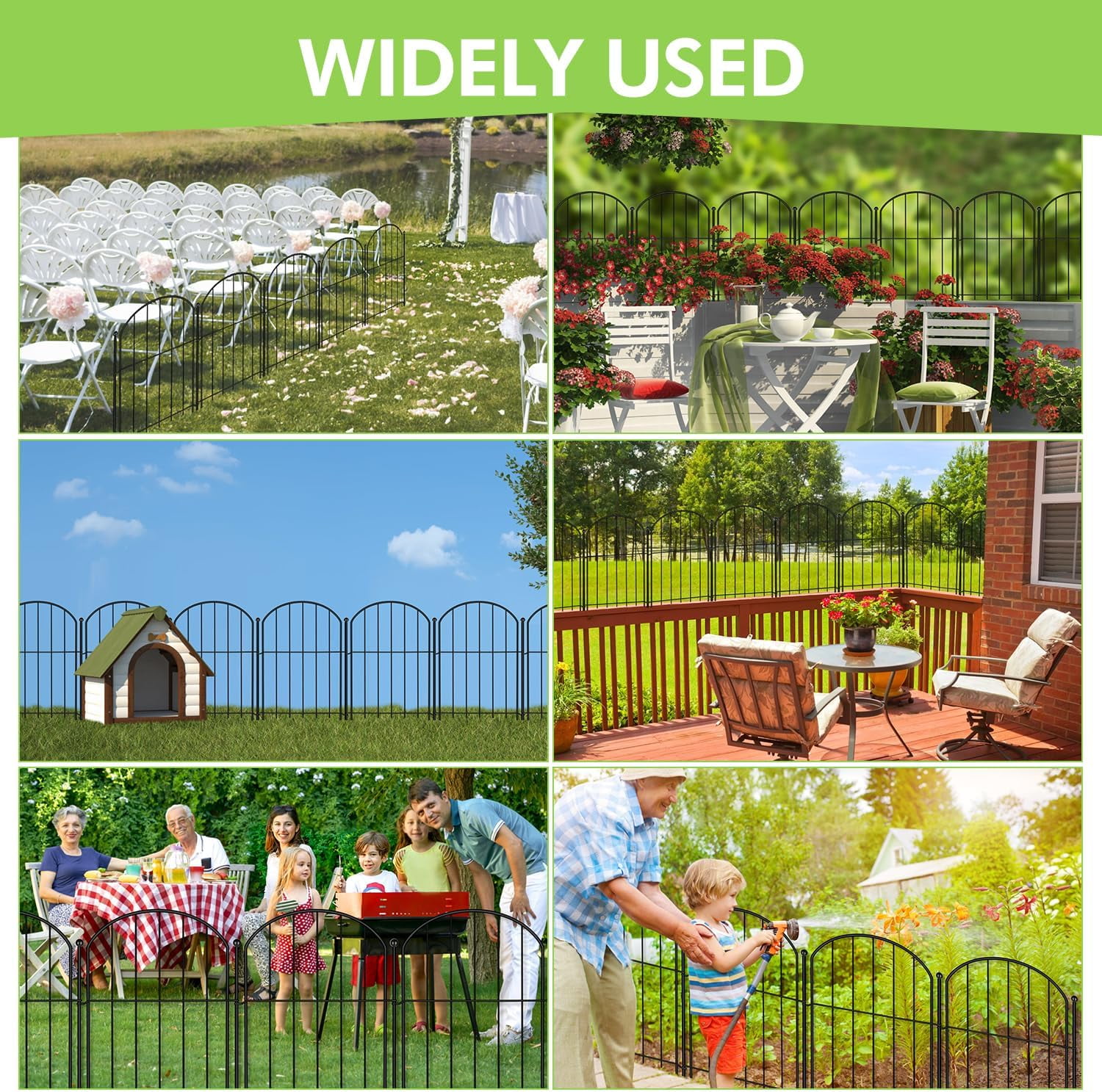 Decorative Garden Fence , 10 Pack Rustproof Metal No Dig Fence Animal Barrier for Dog, Arched Flower Bed Edging Ornamental Wire Border Panel Fencing for Yard Patio Outdoor Decor