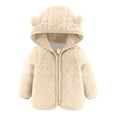 thumbnail image 2 of Gpaecead Toddler Girls Boys Plush Hoodie Romper Jacket Zip Up Coat Warm Winter Outwear 6-12 Months Khaki, 2 of 7