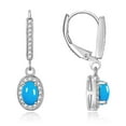 thumbnail image 2 of RYLOS Sterling Silver Halo Designer Set: Ring, Earring & Pendant Necklace. Gemstone & Diamonds, 6X4MM Turquoise December Birthstone; Size 5, 2 of 6