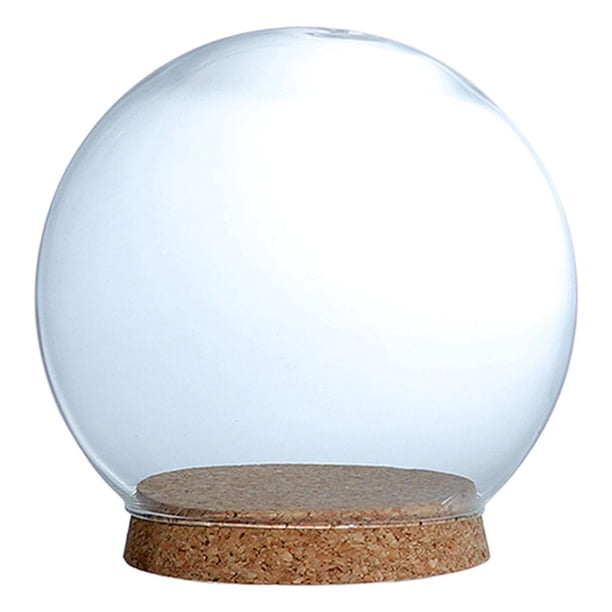 / Exhibidor de bolas de cristal en forma de campana para diversos adornos y accesorios con base de madera Esferico C 10x15x13cm