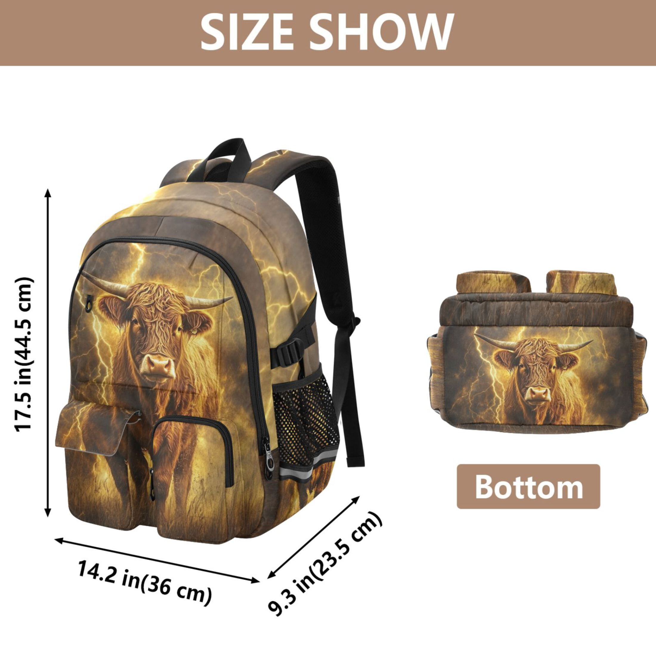 ALAZA Cow Lightning Field Print Student Backpack School Bookbag Large Laptop Daypack Travel Bag