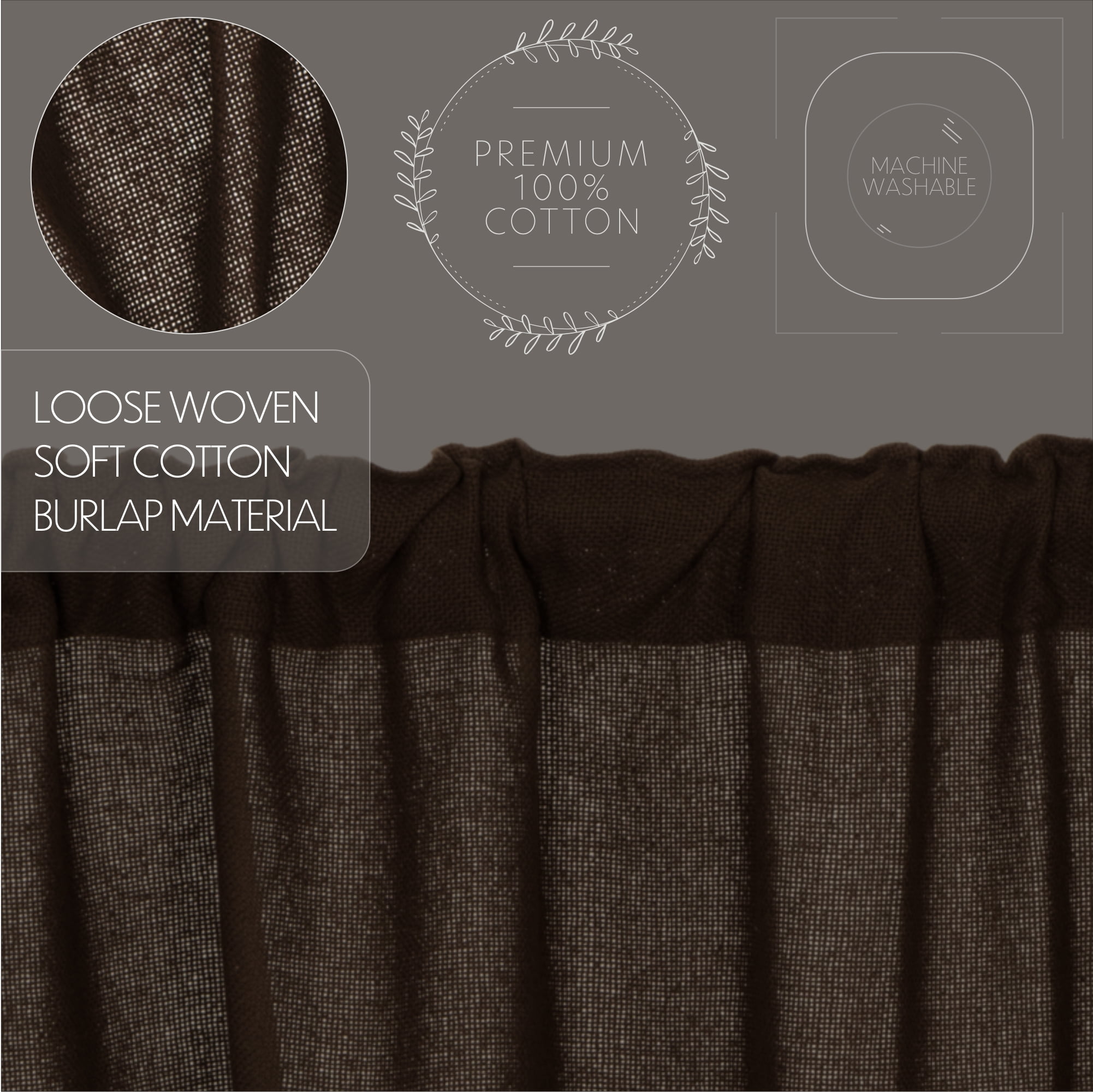 VHC Brands Burlap Curtain Panel Set