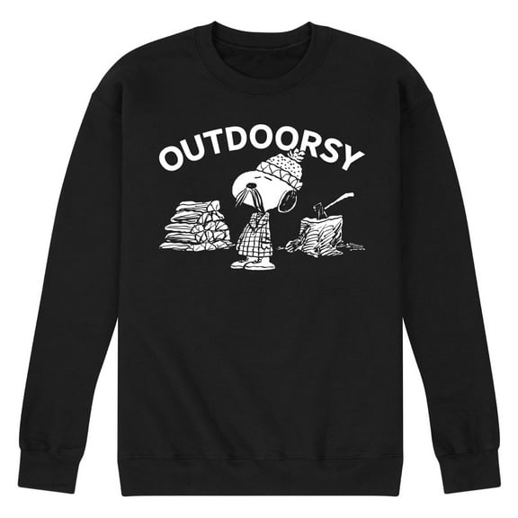 Peanuts - Outdoorsy Snoopy - Men's Crew Neck Fleece Pullover