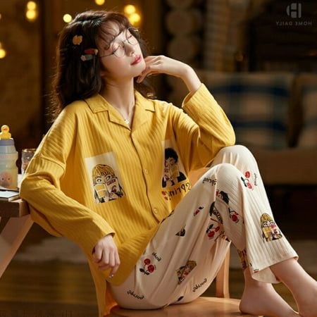 

CoCopeaunt Pajama Sets Women Cartoon Printed Princess Korean-style Sweety Girls Homewear Pyjamas Kawaii Leisure Soft Daily