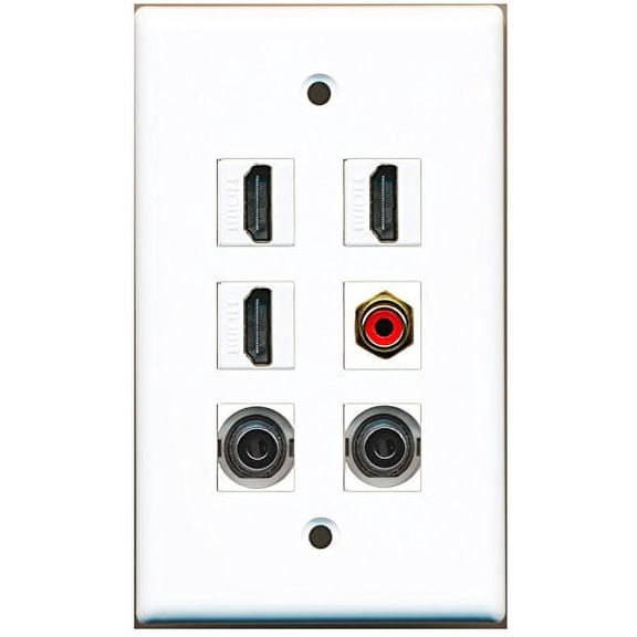 RiteAV - 3 HDMI 1 Port RCA Red 2 Port 3.5mm Wall Plate