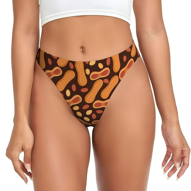Balery Peanuts2 Tangas de Algodón para Mujer con Estampado – Ropa Interior Sexy, Transpirable, G-string-X-Large