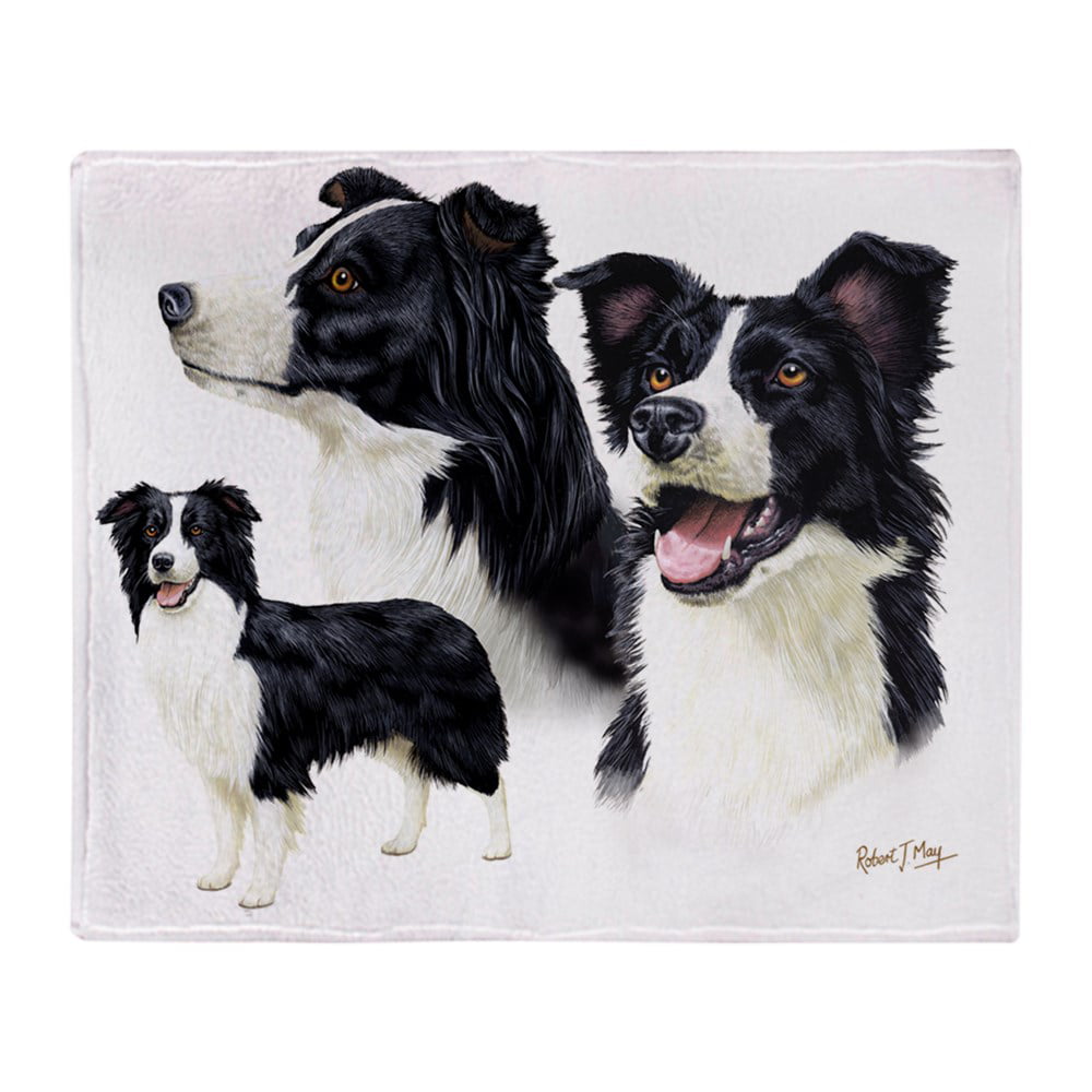 Super Soft Lightweight Border Collie Fleece Plush Flannel Warm Blankets for Couch Bed Chair Office Sofa Travelling Camping 50x60 in Dog Pattern Throw Blanket Home Decor 