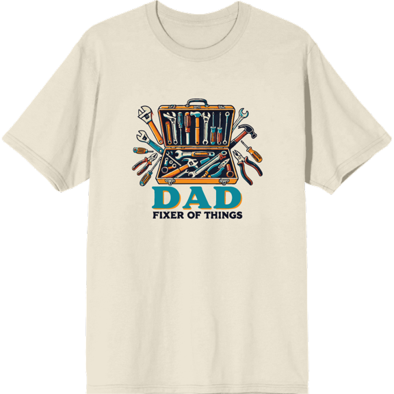Dad Fixer Of Things
 Adult Natural Crew Neck Short Sleeve Tee-Medium