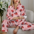 thumbnail image 6 of Honeii Strawberries print Women's Pajama Sets Long Sleeve Button Down Sleepwear Nightwear Soft Pjs Lounge Sets-Large, 6 of 7