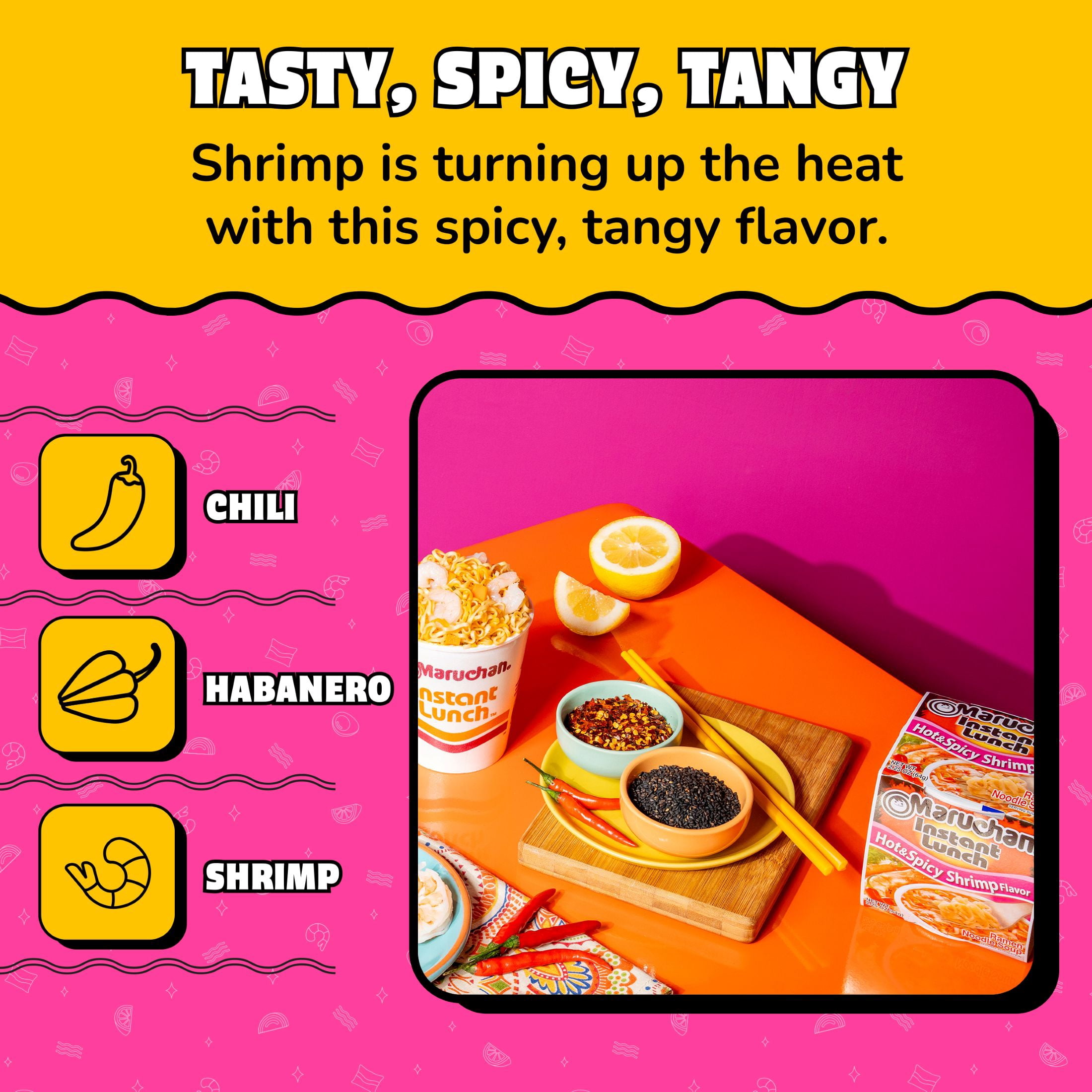 Maruchan Instant Lunch Ramen Noodles, Hot & Spicy Shrimp Flavor, 2.25 oz Cup