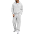 thumbnail image 5 of MXALUOB Track Suits for Men Waffle Knit Full Zip Hoodie with Pocket & Elastic Waist Open Bottom Pant 2 Piece Set Athletic Jogging Activewear, 5 of 7