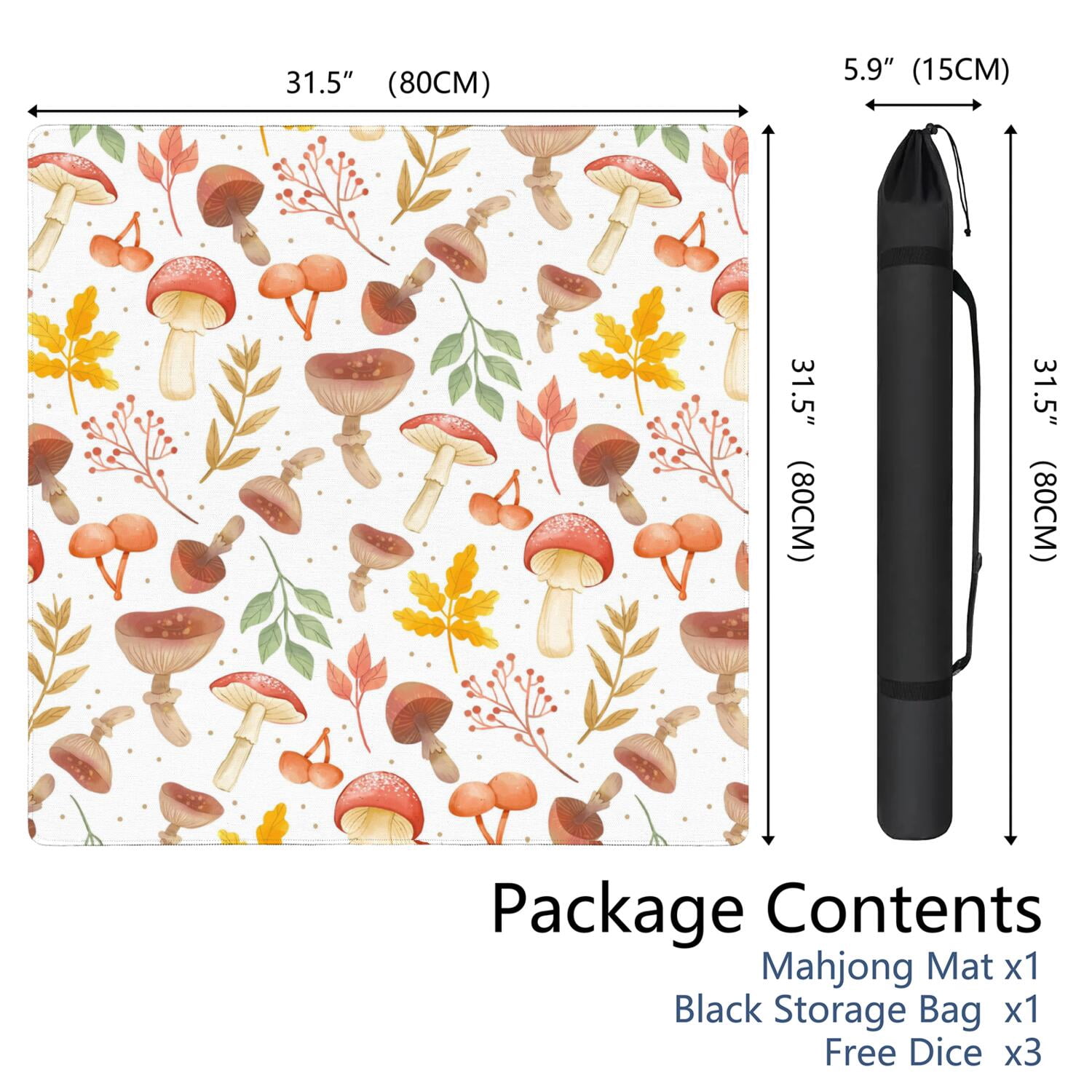 31.5 Inch Plants Inspired Game Surface Constructed from Durable Rubber Featuring Anti-Slip Grip Backing and Noise Dampening for Tiles Board Games
