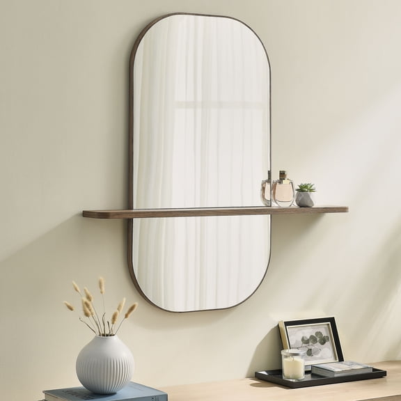 Modway Solstice Large Oval Mirror in Walnut