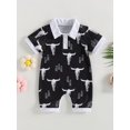 thumbnail image 3 of Hirigin Western Baby Boy Summer Clothes 0 3 6 12 18 Months Cow Print Short Sleeve Polo Romper Bodysuit One Piece Jumpsuit Outfits, 3 of 8