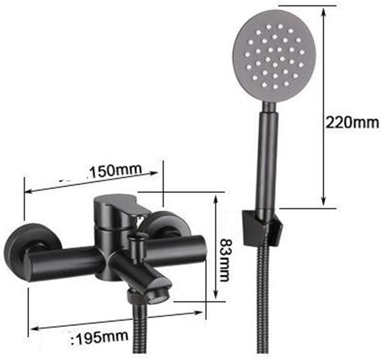 Bath Mixer Tap with Shower Attachment Bathtub Faucet Wall Mounted Stainless Steel Hot and Cold Water Simple Shower Set-Black