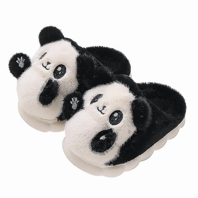 Children's Cartoon Panda Winter Slippers Plush Animal Warm Cotton Shoes For Boys And Girls Indoor Household Fluffy Slippers