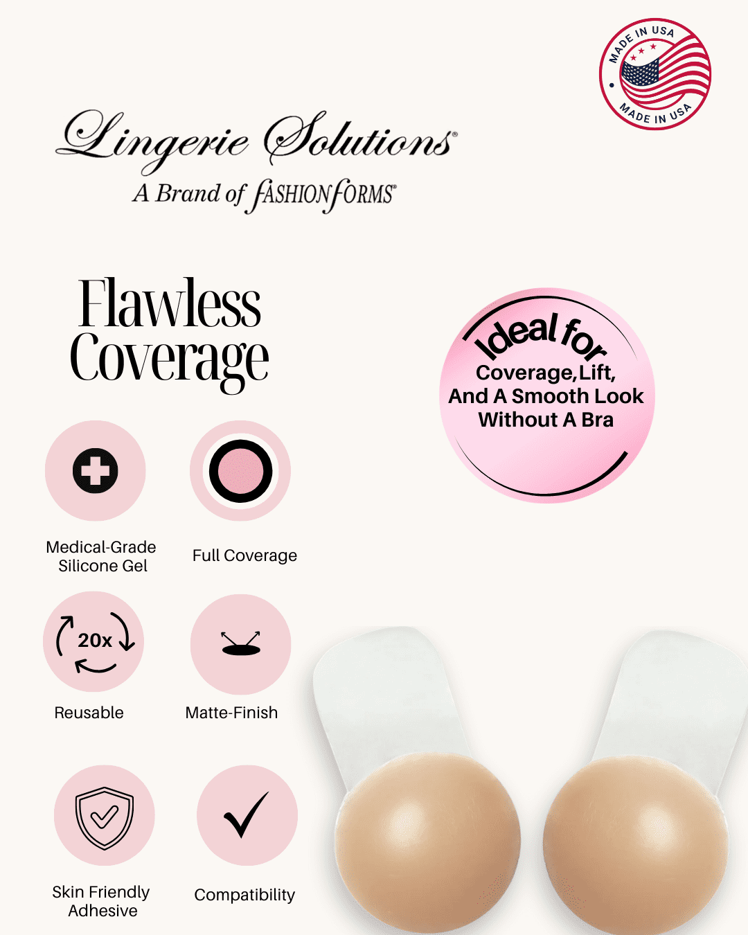 Fashion Forms Women's Lift It Up Gel Petals Silicone Nipple Covers, One Size