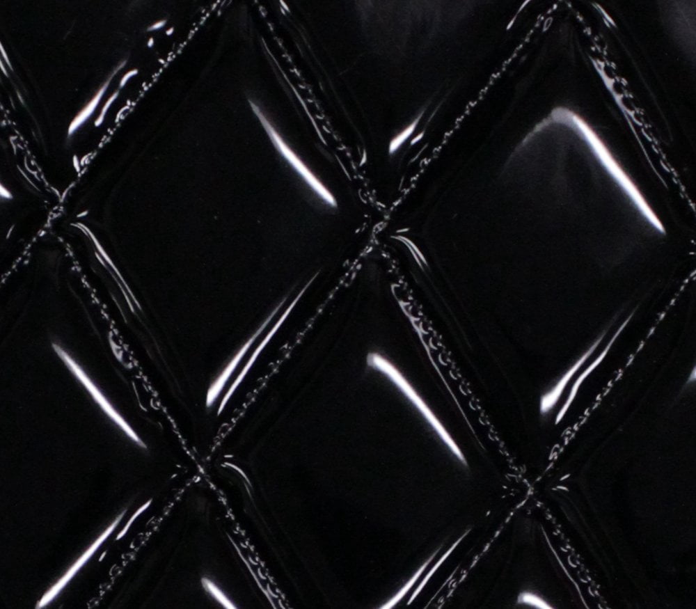Quilted Vinyl Padded Upholstery Fabric w 3/8" Foam Backing Glossy Grain 2"x3" Diamond /52" Wide/Continuous Yard/ Auto Marine RV Boat Seat Cover DIY Craft Material, Seat Cover Material (BLACK)