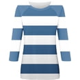 thumbnail image 4 of Bowake Sweatshirts à Manches 3/4 Col Rond pour Femmes, Pull à Rayures Color Block, Tuniques Décontractées d'Automne, 4 of 5
