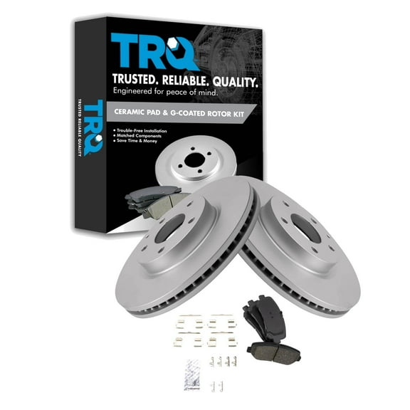 TRQ Front Brake Pad & Rotor Kit Brake Pads Brake Rotor Ceramic Premium G-Coated Fits Select 2013-2015 Mazda CX-5