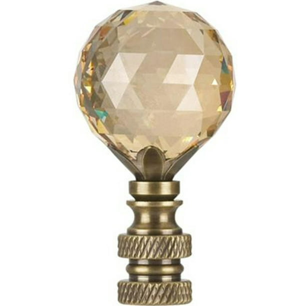 Swarovski Faceted Champagne Crystal Ball Lamp Finial Antique Brass 2 25 H Com Swarovski Faceted Champagne Crystal, Big Finials Lamp