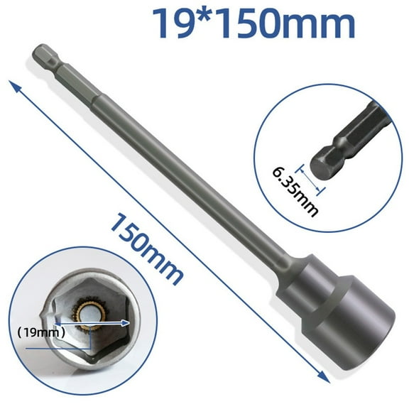 150mm Long 19mm Hexagon Nut Driver Drill Bit Socket Wrench Extension Sleeve