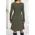 thumbnail image 5 of ANYJOIN Women's Knit Sweater Dress Long Sleeve Pleated Loose Casual Dress with Pockets Knee Length, 5 of 5
