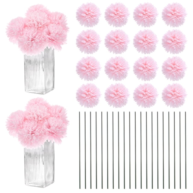 Uxcell Flores de Bola de Crisantemo Artificial, Ramos de Seda de Hortensia Falsos para el Hogar/Boda Rosa Champagne 30 Pack