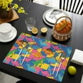 thumbnail image 4 of Colorful Cartoon Dinosaurs Geometric Pattern Summer Placemats Table Placemats Set Of 4-Linen Kitchen Washable Placemats Table Mats 11.8"x17.7" Non-Slip Heat Resistant, 4 of 6