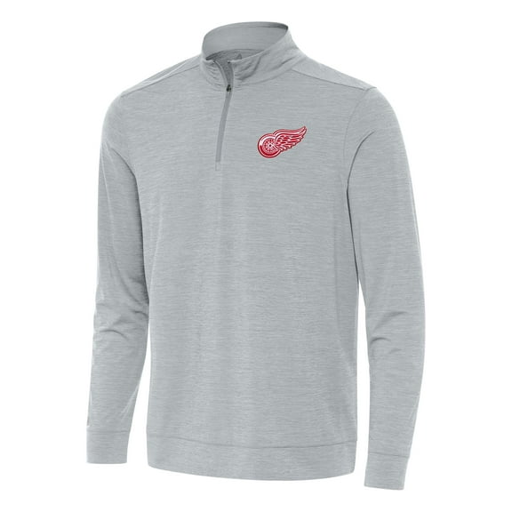 Men's Antigua Heather Gray Detroit Red Wings Bright Quarter-Zip Top