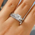 thumbnail image 3 of ESTE ORIGIN 4Ct Princess Cut Three Stone Moissanite Engagement/Wedding/Bridal Ring Set with Twisted Vine Band & Channel Set Band in 14K White Gold for Her US 5.5, 3 of 12