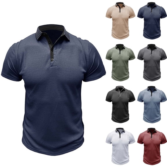 Men's Short Sleeve Beefy Muscle Fit Basic Tee Shirt Top Solid Color Turndown Collar Casual Daily Streetwear Modern Fashion Essential | AESTIVO,Army Green L