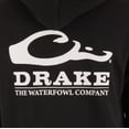 thumbnail image 3 of Drake Waterfowl Men's Logo Hoodie ? Midweight Cotton-Poly Fleece Pullover with Jersey-Lined Hood, Black, X-Large, 3 of 4