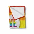 thumbnail image 2 of Pride Soft Flannel Fleece Throw Blanket, Rainbow Flag with Stripes Heart with Love Wins Text LGBT Culture Colorful, Cozy Plush for Indoor and Outdoor Use, 60" x 80", Multicolor, by Ambesonne, 2 of 6