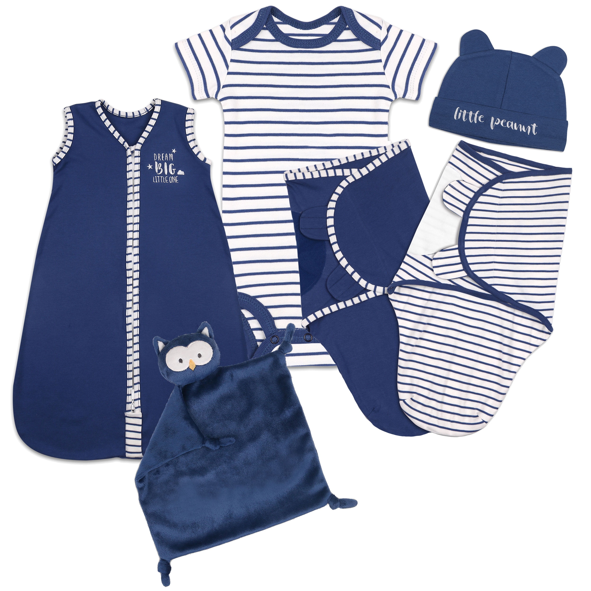 The Peanut Shell Baby Boy Baby Shower Layette Gift Set 6pc Navy