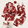 thumbnail image 2 of WTXUE Pajama Sets for Women | Pajamas Polyester Printed Daily Woman | 3-Piece Burgundy M, 2 of 9