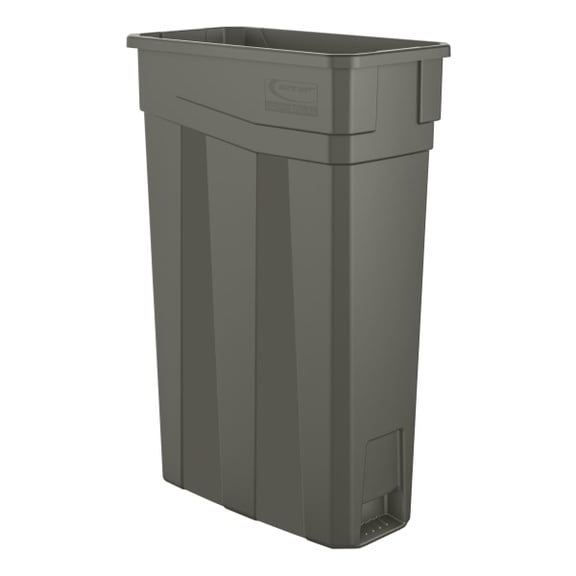 Suncast Commercial Narrow Rectangular Resin Trash Can, 23 Gallons, 30"H x 11"W x 20"D, Gray