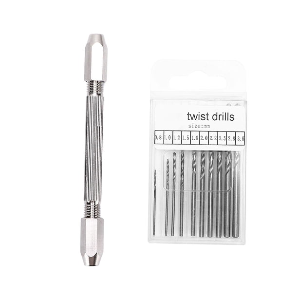 Durable Rustproof Double Hand Drill 2 Collet Chucks 3 Jaws Ergonomic Handle with Twist Drill Bit Hand Drill Set