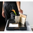 thumbnail image 3 of Home Redefined Decorative Serving Tray Alligator Faux Leather Rectangle Black with Handles 17.5x12 inch, 3 of 7