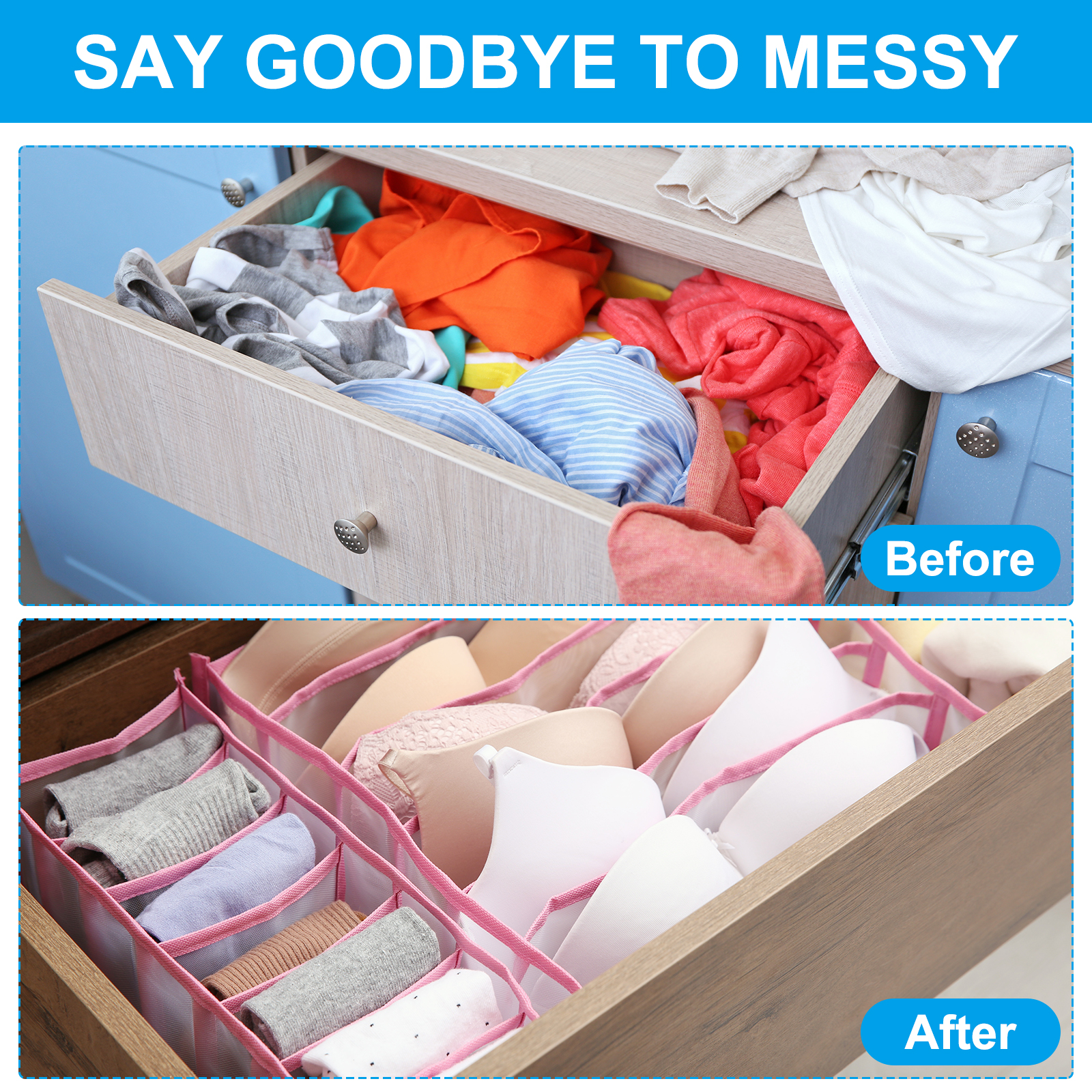 Unique Bargains Wardrobe Clothes Organizer for Jeans Washable Drawer Organizers White