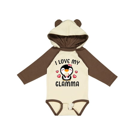 

Inktastic I Love My Glamma with Cute Penguin and Hearts Gift Baby Girl Long Sleeve Bodysuit