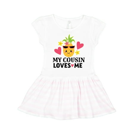 

Inktastic My Cousin Loves Me Pineapple Gift Toddler Girl Dress