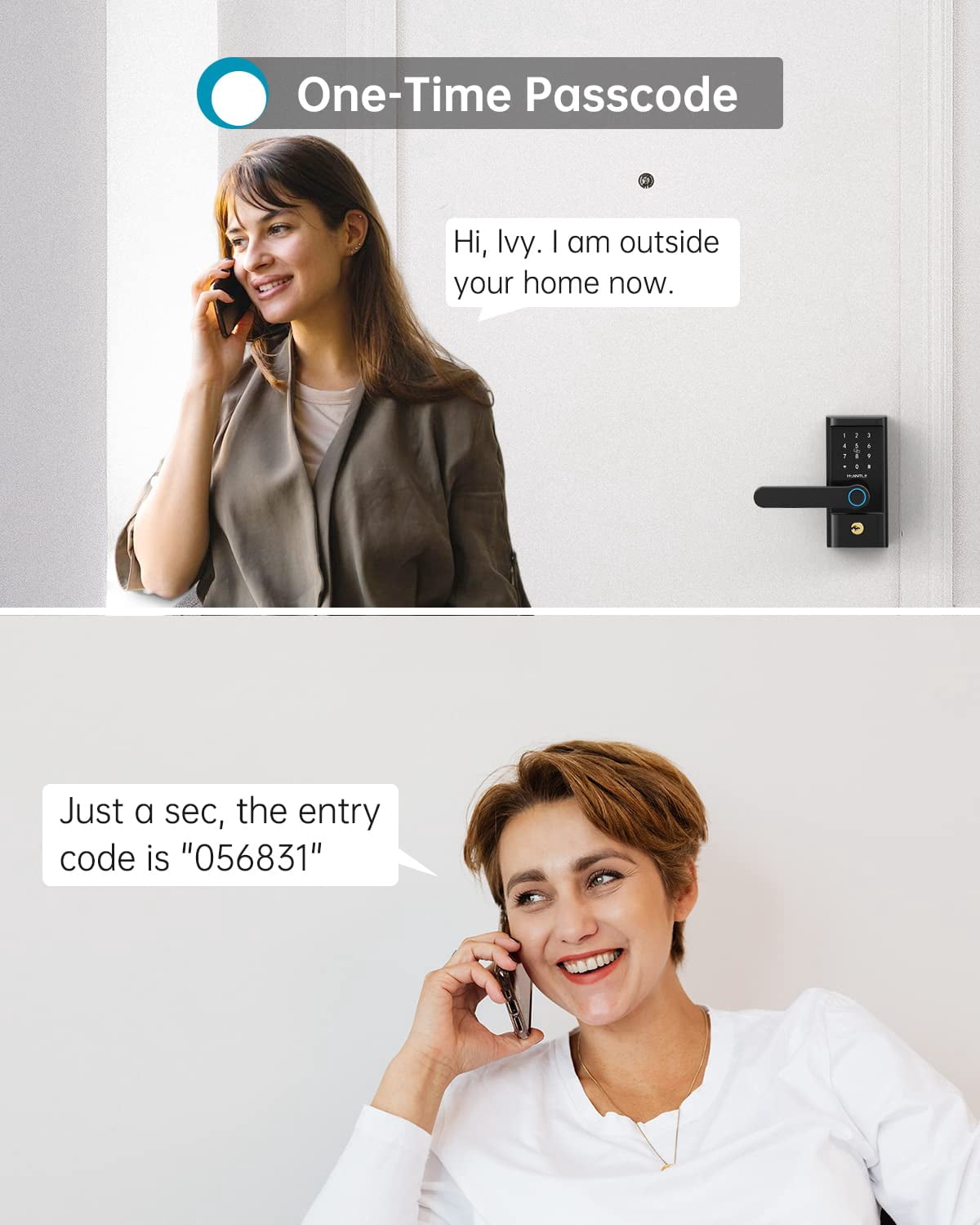 Smart Lock, HEANTLE Keyless Entry Door Lock, Smart Door Lock for Front Door, Door Lock with Handle, Fingerprint Door Lock, Google Smart Lock, Free App, IC Card, Code, Easy Installation (Black)
