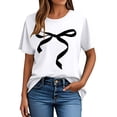 thumbnail image 2 of Womens Valentines Day Shirt White Bow Print T-Shirt Cute Romantic Soft Tee for Date Night & Casual Gift,Size XL, 2 of 5