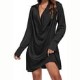 thumbnail image 1 of FcBaudy Robe Longue à Manches Longues Col en V, Robes d'Été pour Femmes, Robes Unies Col en V Vêtements de Maison Robe Ample à Manches Longues Robe pour Femmes, 1 of 7