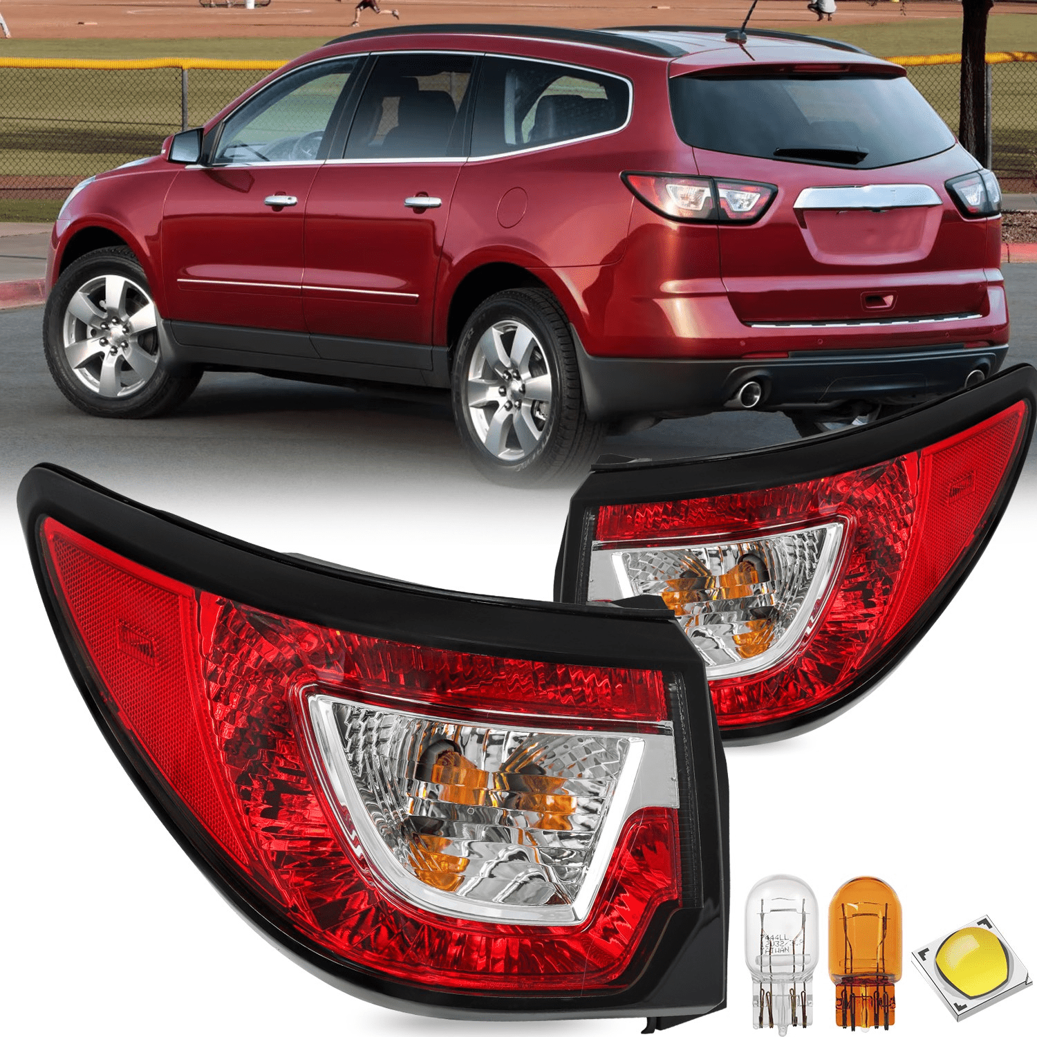 Titans Motors Rear Outer Tail Lights for 2013–2017 Chevy Traverse Brake Lamp Assembly Set Left & Right