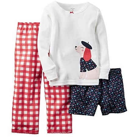 

Carter s Little Girls 3-Piece Cotton & Jersey Pajamas Set (18 Months Red/Navy)
